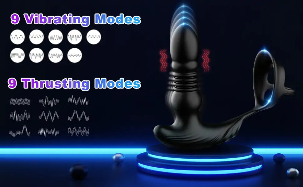 App & Remote Control Thrusting Anal Vibrator Prostate Massager with Cock Ring