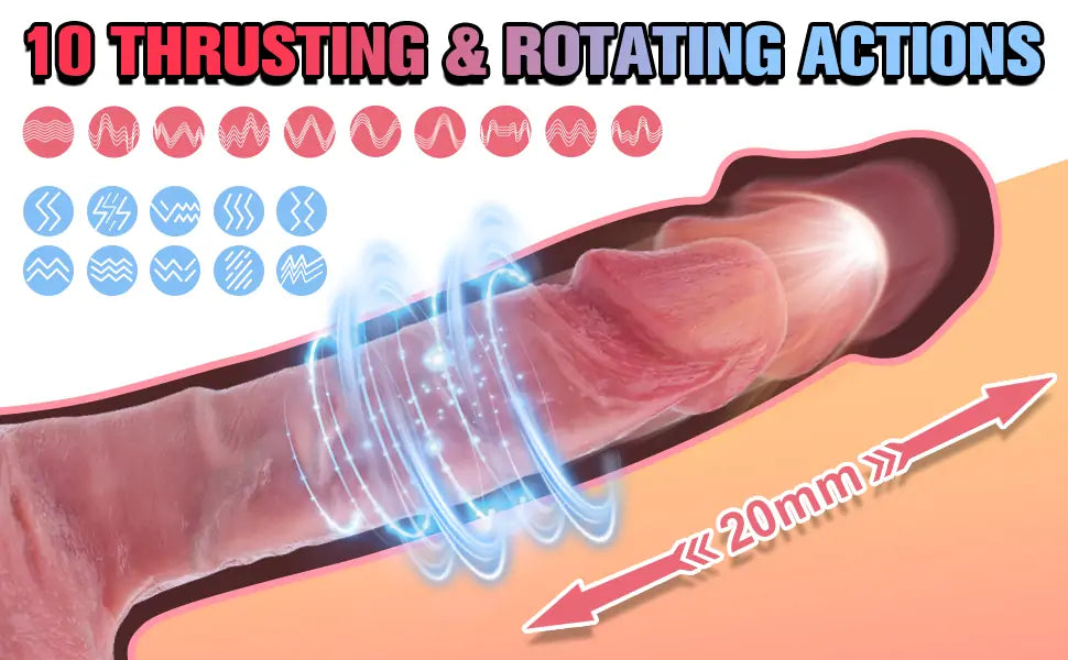 Rahim - Liquid Silicone Vibrating Thrusting Heating Dildo Stimulator with Remote 8.3''