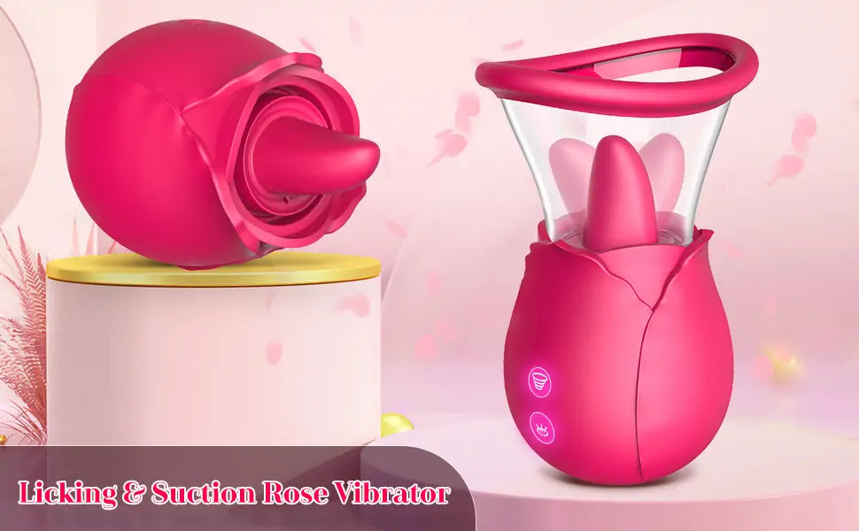 Klara - 2 in 1 Licking & Sucking Vacuum Pump Rose Vibrator