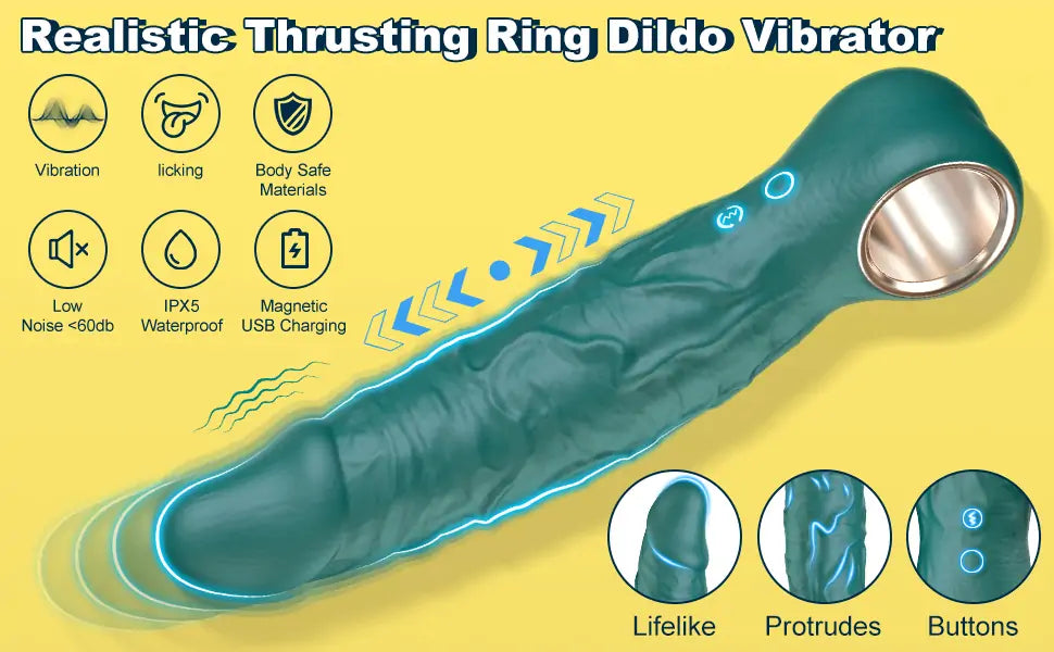 Adorime Realistic Silicone Thrusting Dildo Vibrator with 7 Thrusting & 10 Vibrating