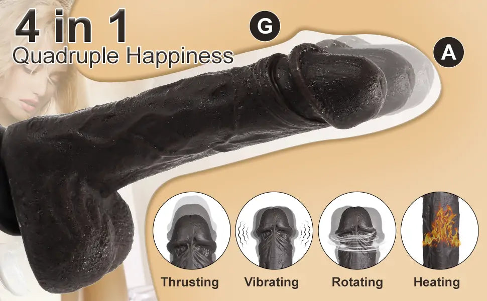 Adorime8.6'' 4 in 1 Realistic Thrusting Vibrator Dildos with 10 Modes & Heating