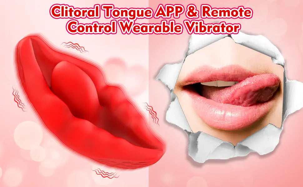 Tongue Shape Wearable Clitoral Panty Vibrator with Bluetooth Remote Control