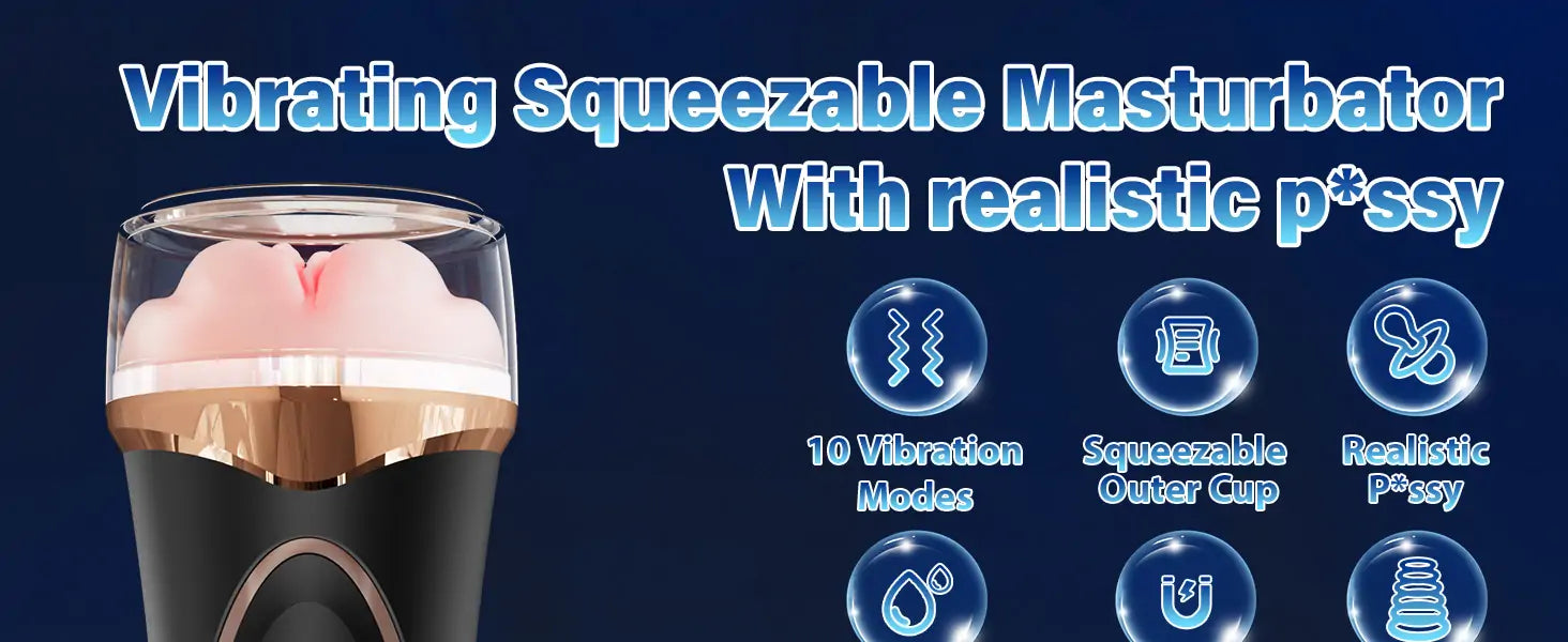 Waterproof Male Stroker Vibrating Male Masturbator Squeezable Pocket Pussy